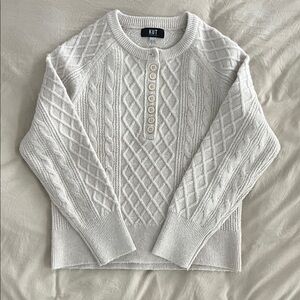 Kut from the Kloth Women's Ivory Button-Front Cable Sweater